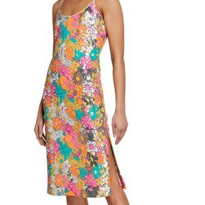 Annie Sequined Floral Spaghetti-Strap Dress